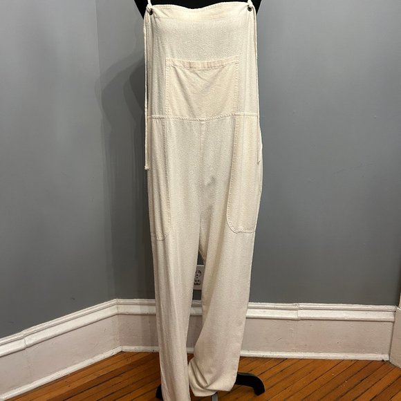 LACAUSA Silk Overalls in Natural, size M - Picture 4 of 8